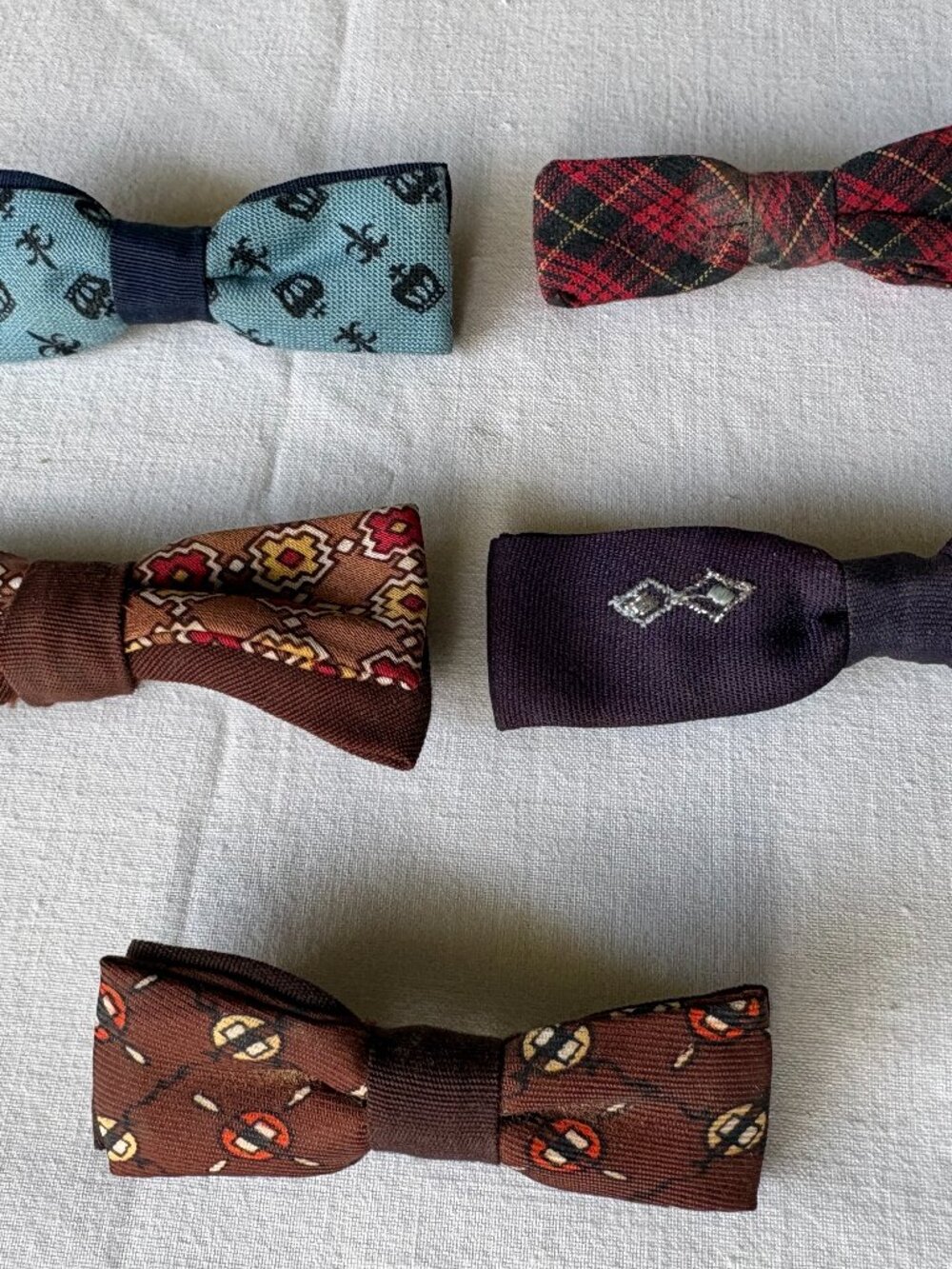 Vintage Clip On Boy's Bow Ties Lot of 5 Multicolor